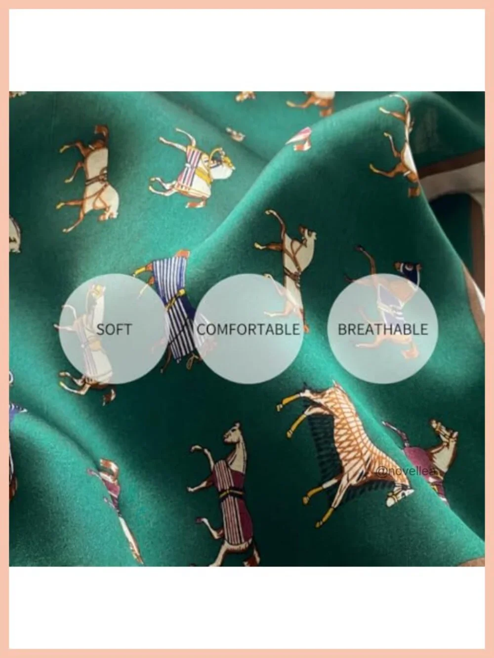 Silk Satin Square Neck Scarf Equestrian Theme Lightweight Wrap